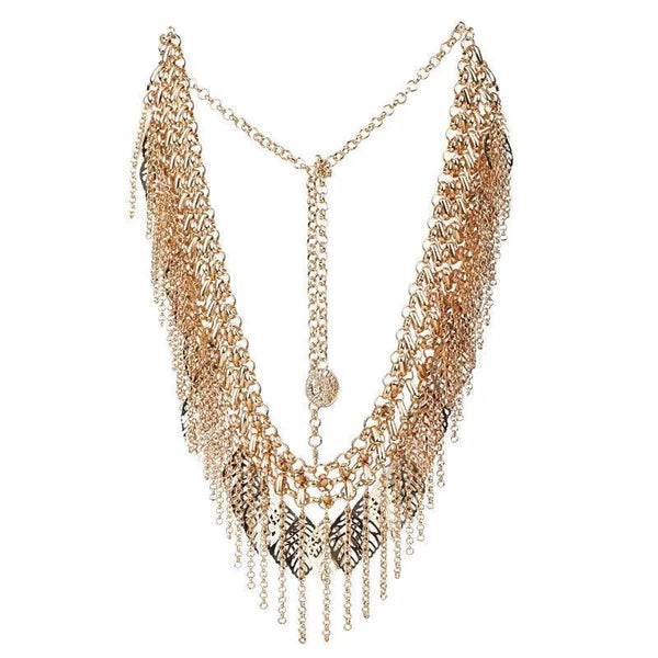 Golden Leaf Tassel Waist Chain - Multi-layered Heavy Industry Belt - themiraclebrands.com