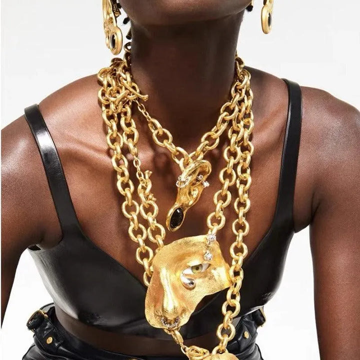 Hip-hop Cuban Chain Face Mask Pendant Necklace - themiraclebrands.store