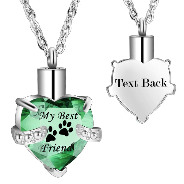 Personalized Heart Urn Necklace for Pet Ashes