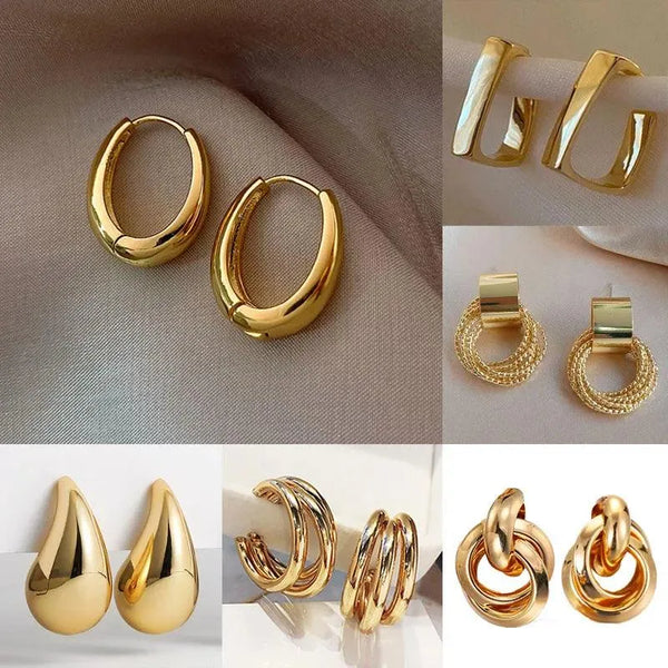 Korean Silver Oval Hoop Earrings - themiraclebrands.store