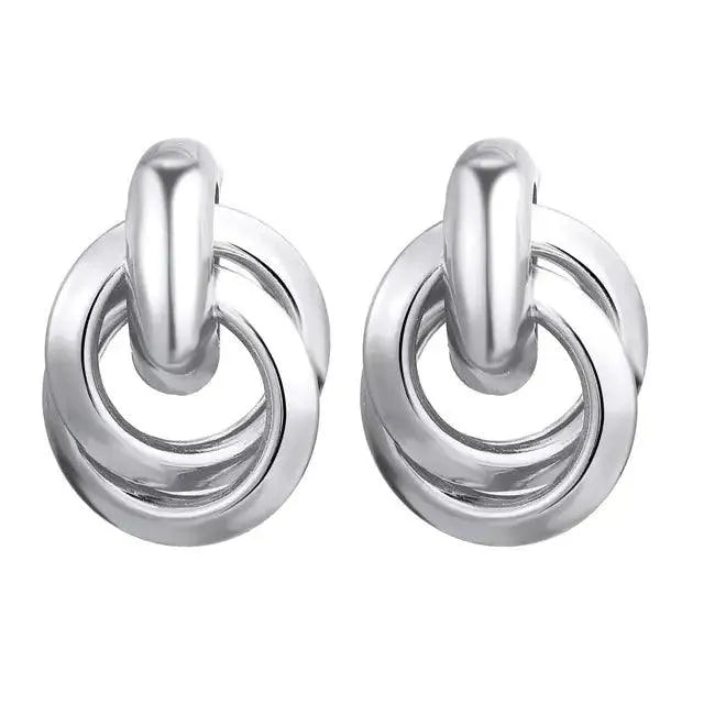 Korean Silver Oval Hoop Earrings - themiraclebrands.store