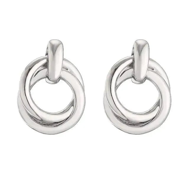 Korean Silver Oval Hoop Earrings - themiraclebrands.store