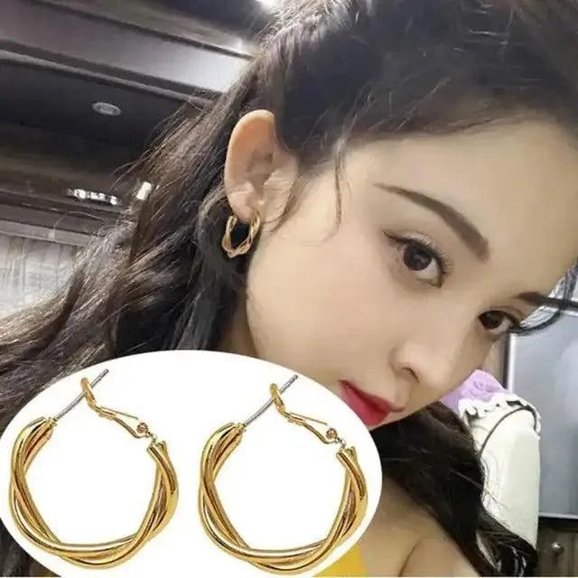 Korean Silver Oval Hoop Earrings - themiraclebrands.store