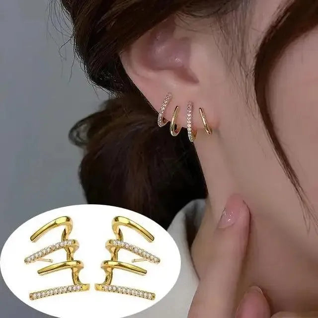 Korean Silver Oval Hoop Earrings - themiraclebrands.store