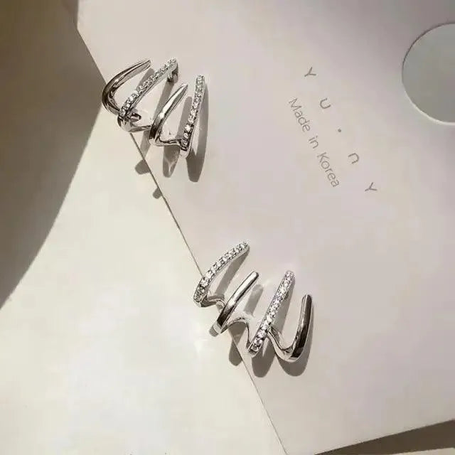 Korean Silver Oval Hoop Earrings - themiraclebrands.store