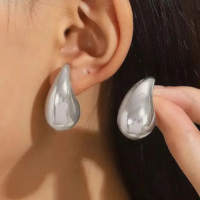 Korean Silver Oval Hoop Earrings - themiraclebrands.store