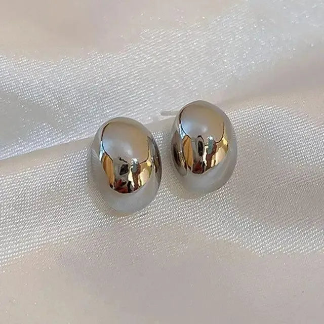 Korean Silver Oval Hoop Earrings - themiraclebrands.store