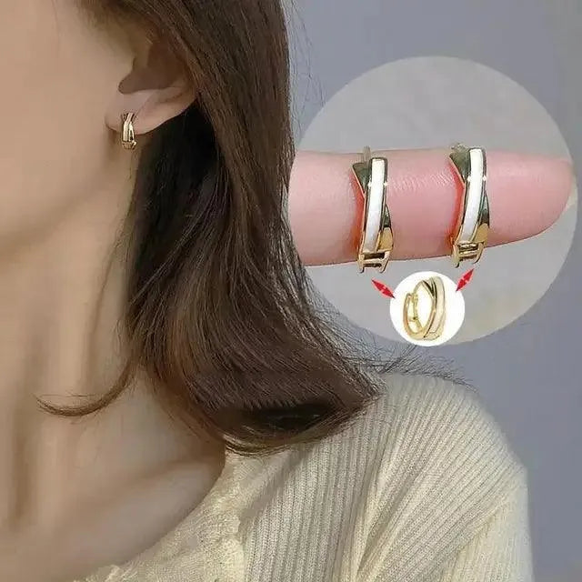 Korean Silver Oval Hoop Earrings - themiraclebrands.store