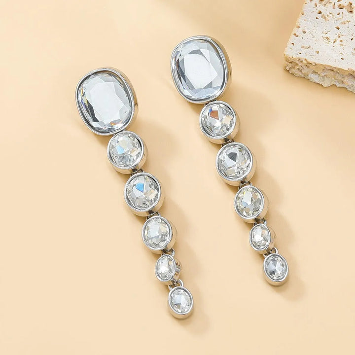 Multi-Layered Oval Water Diamond Long Earrings for Women - themiraclebrands.com