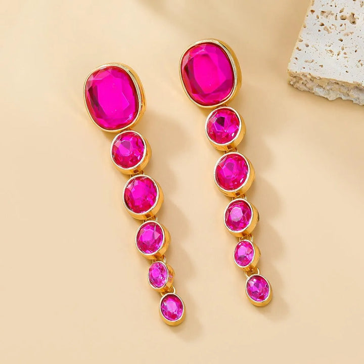 Multi-Layered Oval Water Diamond Long Earrings for Women - themiraclebrands.com