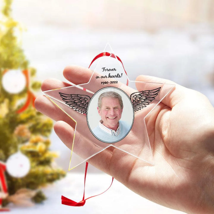 Personalized Photo Angel Decoration: Star-Shaped Hanging Acrylic Ornament - themiraclebrands.com