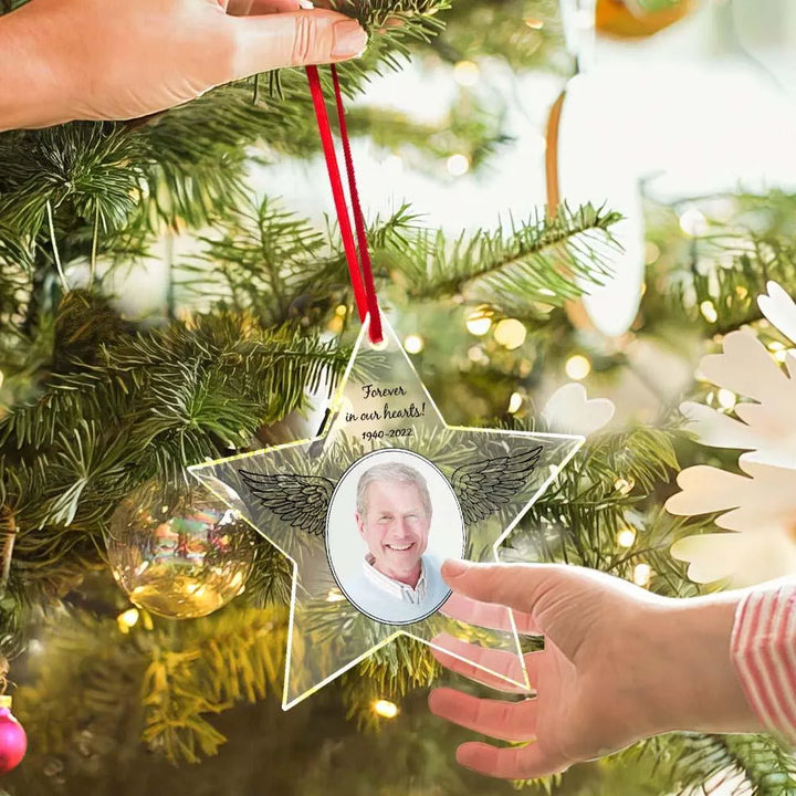 Personalized Photo Angel Decoration: Star-Shaped Hanging Acrylic Ornament - themiraclebrands.com