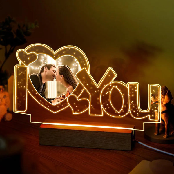 Personalized 'I Love You' Photo Acrylic Lamp Night Light - themiraclebrands.com