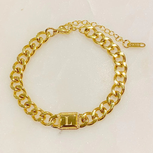 Uptown Cuban Chain Initial Bracelet