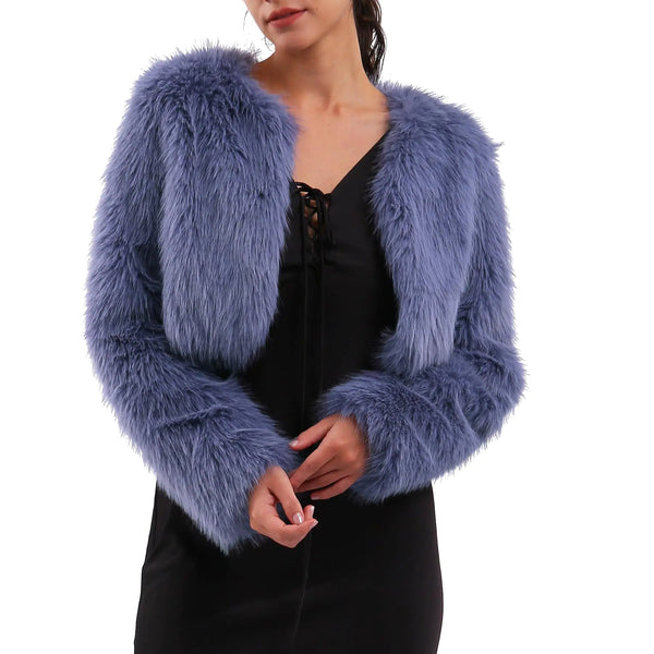 LuxeTouch Women's Faux Fur Cropped Jacket