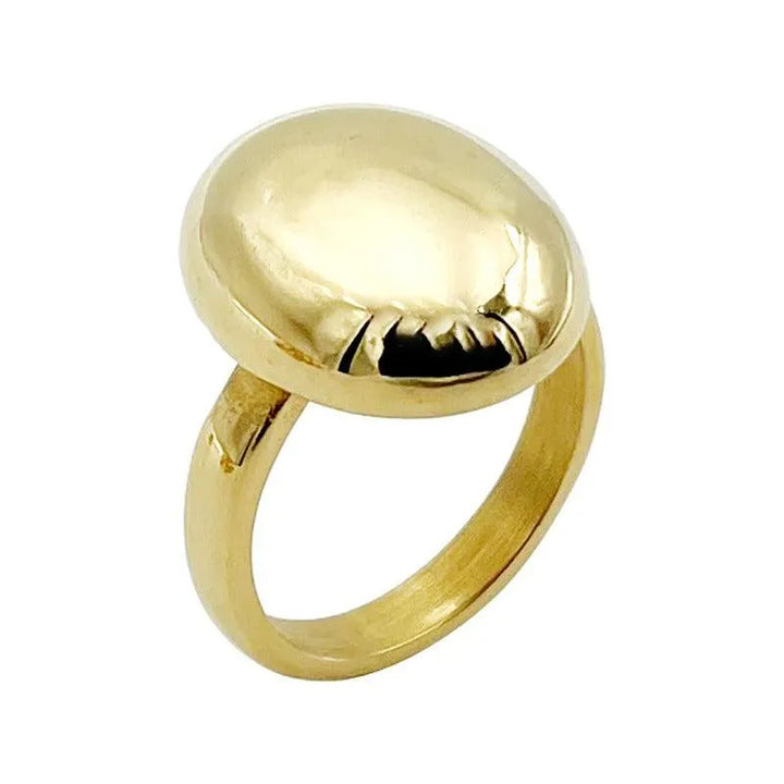 Stainless Steel Gold Plated Oval Dome Ring | Minimalist Statement Rings - themiraclebrands.com