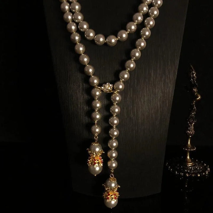 Super Long Layered Glass Pearl Necklace - themiraclebrands.com