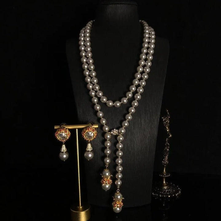 Super Long Layered Glass Pearl Necklace - themiraclebrands.com