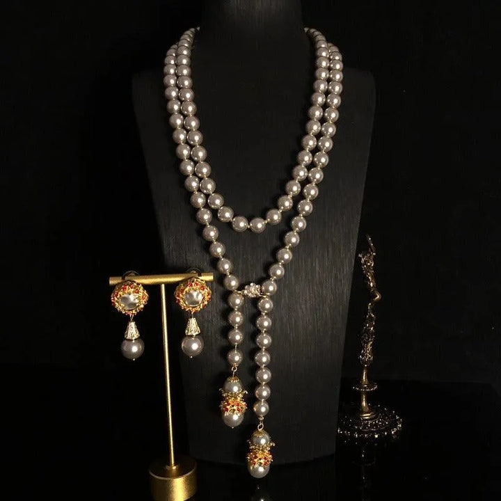 Super Long Layered Glass Pearl Necklace - themiraclebrands.com