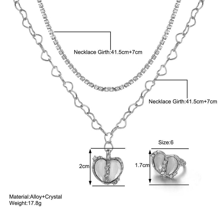 Sweet & Cool Y2K Split Love Ring Necklace Set for Women - themiraclebrands.com