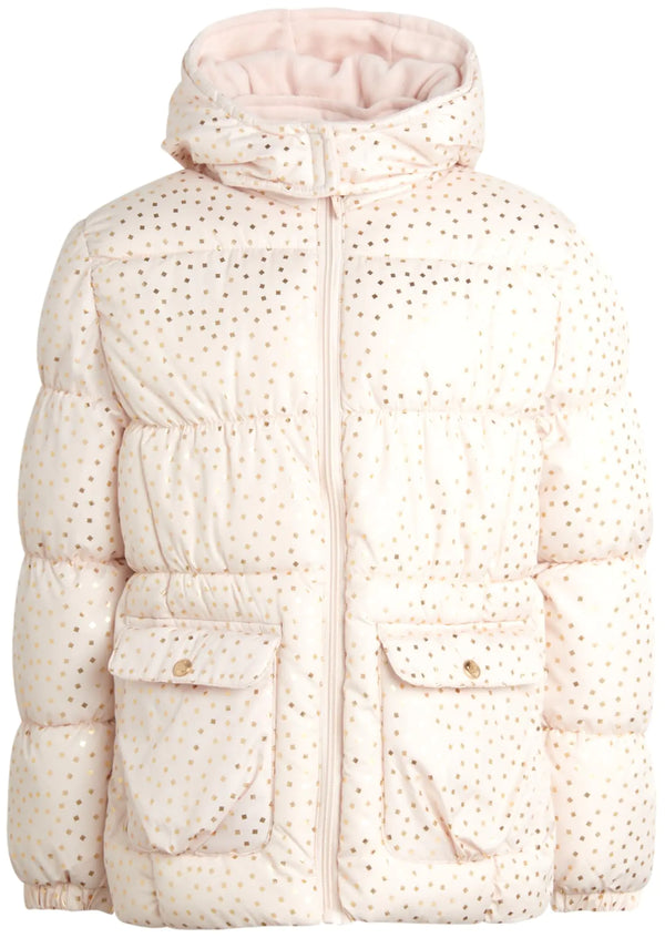 Girls’ Pink Platinum Unicorn Winter Jacket – Fleece-Lined Puffer 7-8