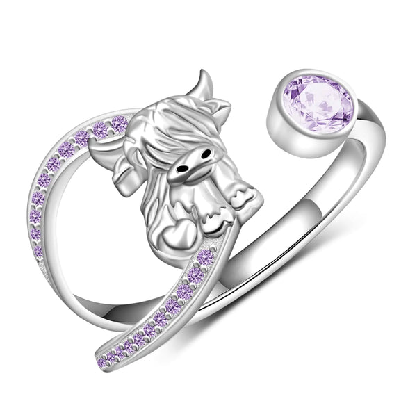 Sterling Silver Highland Cow Ring