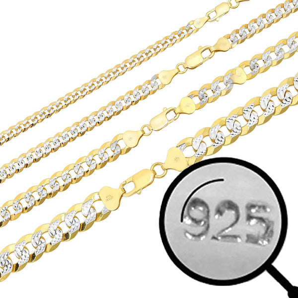 HarlemBling Two-Tone Diamond Cut Cuban Chain - 14k Gold Plated 925 Silver
