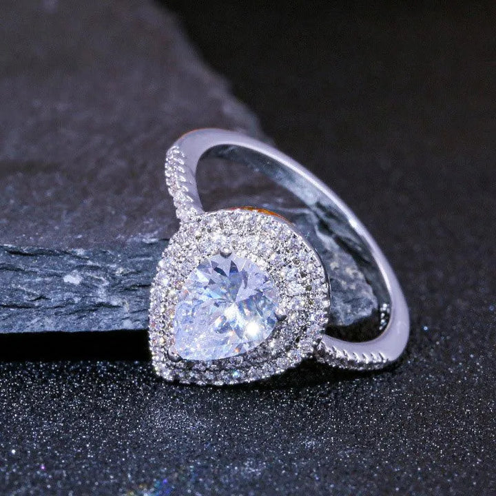 Sparkly Pear-shaped Water Drop CZ Wedding Rings | Silver Engagement Rings - themiraclebrands.com