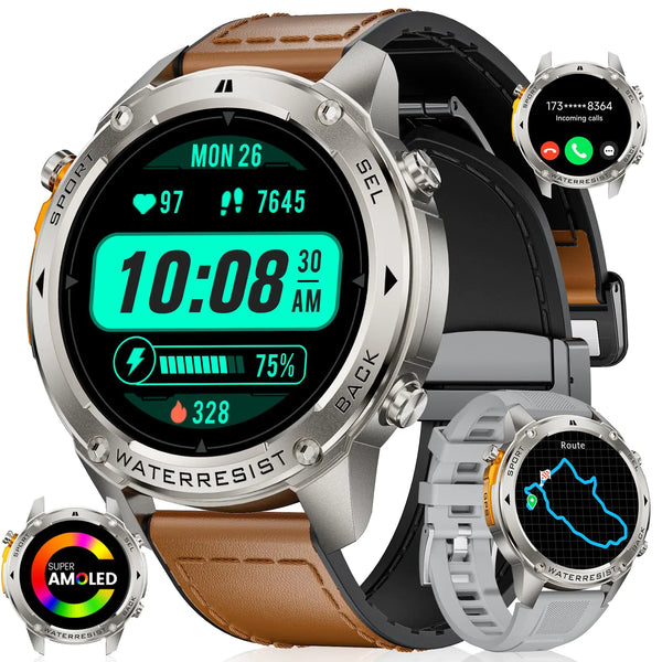 LIGE AMOLED Rugged Smartwatch for Men with Dual GPS & Compass